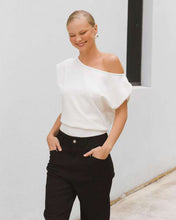 Load image into Gallery viewer, Ness Asymmetrical Jersey Top White | Paper Heart