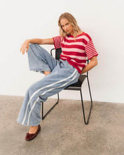Load image into Gallery viewer, Vanessa Stripe Knit Tee Pink Red | Paper Heart