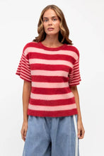 Load image into Gallery viewer, Vanessa Stripe Knit Tee Pink Red | Paper Heart