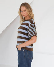 Load image into Gallery viewer, Vanessa Stripe Knit Tee Choc Blue | Paper Heart