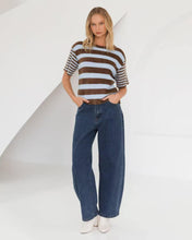 Load image into Gallery viewer, Vanessa Stripe Knit Tee Choc Blue | Paper Heart