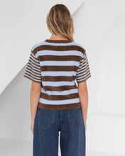 Load image into Gallery viewer, Vanessa Stripe Knit Tee Choc Blue | Paper Heart
