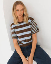 Load image into Gallery viewer, Vanessa Stripe Knit Tee Choc Blue | Paper Heart