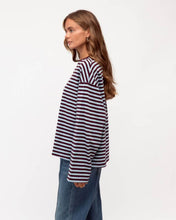 Load image into Gallery viewer, Remi Stripe Cotton Tee Blue Plum | Paper Heart
