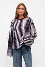 Load image into Gallery viewer, Remi Stripe Cotton Tee Blue Plum | Paper Heart