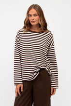 Load image into Gallery viewer, Easy Tuck Long Sleeve Tee Ivory Choc Label Of Love