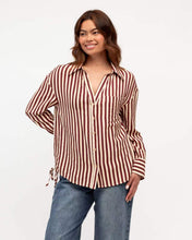 Load image into Gallery viewer, Zoah Shirt Burgundy Stripe
