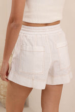 Load image into Gallery viewer, Derah White Contrast Stitch Shorts