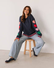 Load image into Gallery viewer, Heart Sleeve Knit Jumper Navy | Label Of Love