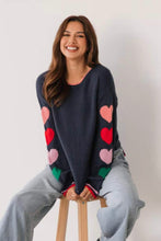 Load image into Gallery viewer, Heart Sleeve Knit Jumper Navy | Label Of Love