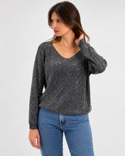 Load image into Gallery viewer, Briar Shimmer Long Sleeve Top Black | Worthier
