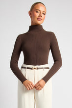 Load image into Gallery viewer, Nica Ribbed Knit Skivvy Sweater Espresso
