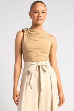 Load image into Gallery viewer, Helene Buckle Detail Jersey Top Latte