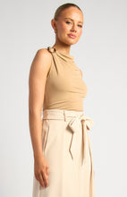 Load image into Gallery viewer, Helene Buckle Detail Jersey Top Latte