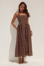 Load image into Gallery viewer, Sammi Halter Midi Dress Choc Lemon Polka