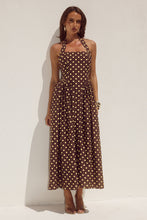 Load image into Gallery viewer, Sammi Halter Midi Dress Choc Lemon Polka