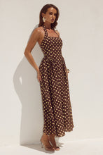 Load image into Gallery viewer, Sammi Halter Midi Dress Choc Lemon Polka