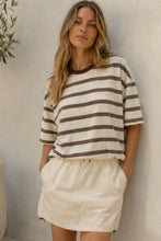 Load image into Gallery viewer, Ralee Stripe Tee Choc Ivory | Paper Heart