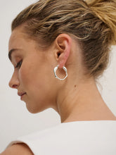 Load image into Gallery viewer, Wavy Textured Silver Plated Earrings