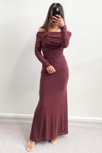 Load image into Gallery viewer, Elodie Mesh Long Sleeve Maxi Dress Brown