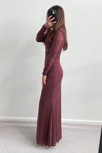 Load image into Gallery viewer, Elodie Mesh Long Sleeve Maxi Dress Brown