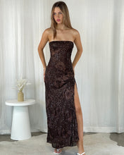 Load image into Gallery viewer, Shiloh Sequins Maxi Dress Brown