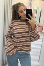Load image into Gallery viewer, Jaida Double Stripe Long Sleeve Top Choc