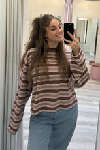 Load image into Gallery viewer, Jaida Double Stripe Long Sleeve Top Choc