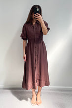 Load image into Gallery viewer, Aysha Contrast Stitch Midi Dress Chocolate