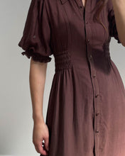Load image into Gallery viewer, Aysha Contrast Stitch Midi Dress Chocolate