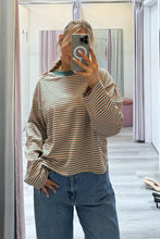 Load image into Gallery viewer, Lauren Striped Long Sleeve Tee Beige Green