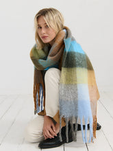 Load image into Gallery viewer, Biscuit Checkered Fluffy Scarf