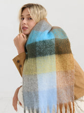Load image into Gallery viewer, Biscuit Checkered Fluffy Scarf