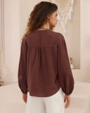 Load image into Gallery viewer, Riva Long Sleeve Cotton Top Brown