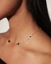 Load image into Gallery viewer, Lustre & Sage Clover 18K Gold Plated Necklace Black