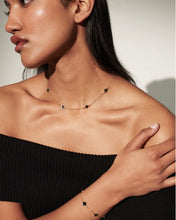 Load image into Gallery viewer, Lustre & Sage Clover 18K Gold Plated Necklace Black