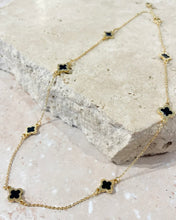 Load image into Gallery viewer, Lustre & Sage Clover 18K Gold Plated Necklace Black