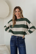 Load image into Gallery viewer, Iva Knit Jumper Khaki Latte Stripe