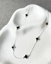 Load image into Gallery viewer, Clover Sterling Silver Plated Necklace in Black