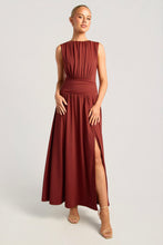 Load image into Gallery viewer, Cleo Ruched Jersey Dress Amber