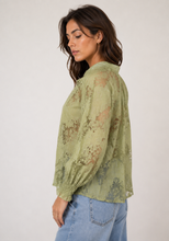 Load image into Gallery viewer, Vintage Floral Lace Blouse Sage