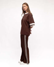 Load image into Gallery viewer, Ebby And I Pants Chocolate White Stripe