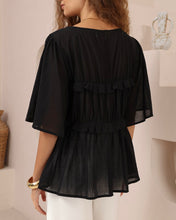 Load image into Gallery viewer, Fiorenza Front Tie Blouse Black