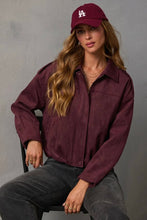 Load image into Gallery viewer, Yara Suede Bomber Jacket Wine