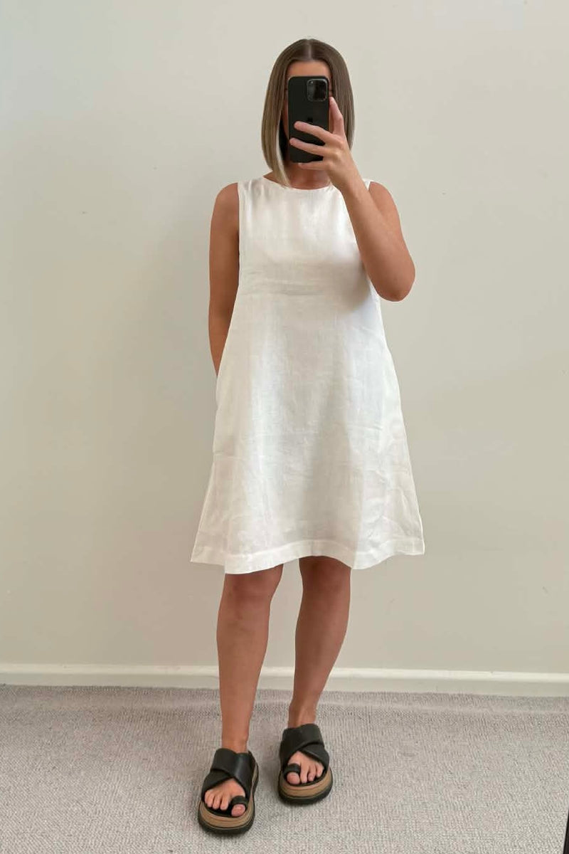 chinese dress ladies Spencer Linen Dress White – à la mode Boutique