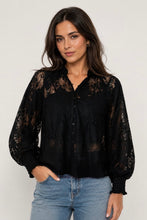 Load image into Gallery viewer, Vintage Floral Lace Blouse Black