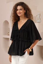 Load image into Gallery viewer, Fiorenza Front Tie Blouse Black