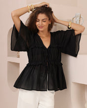Load image into Gallery viewer, Fiorenza Front Tie Blouse Black