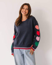 Load image into Gallery viewer, Heart Sleeve Knit Jumper Navy | Label Of Love