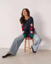 Load image into Gallery viewer, Heart Sleeve Knit Jumper Navy | Label Of Love